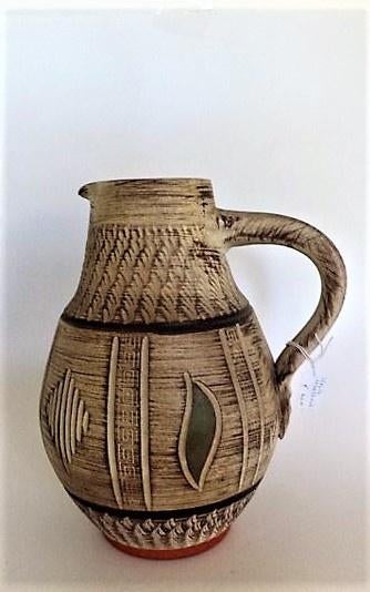 Vintage West Germany Keramiek Kan - Ü-Keramik 504-25, Huis en Inrichting, Woonaccessoires | Vazen, Ophalen, Overige kleuren, Aardewerk of Porselein