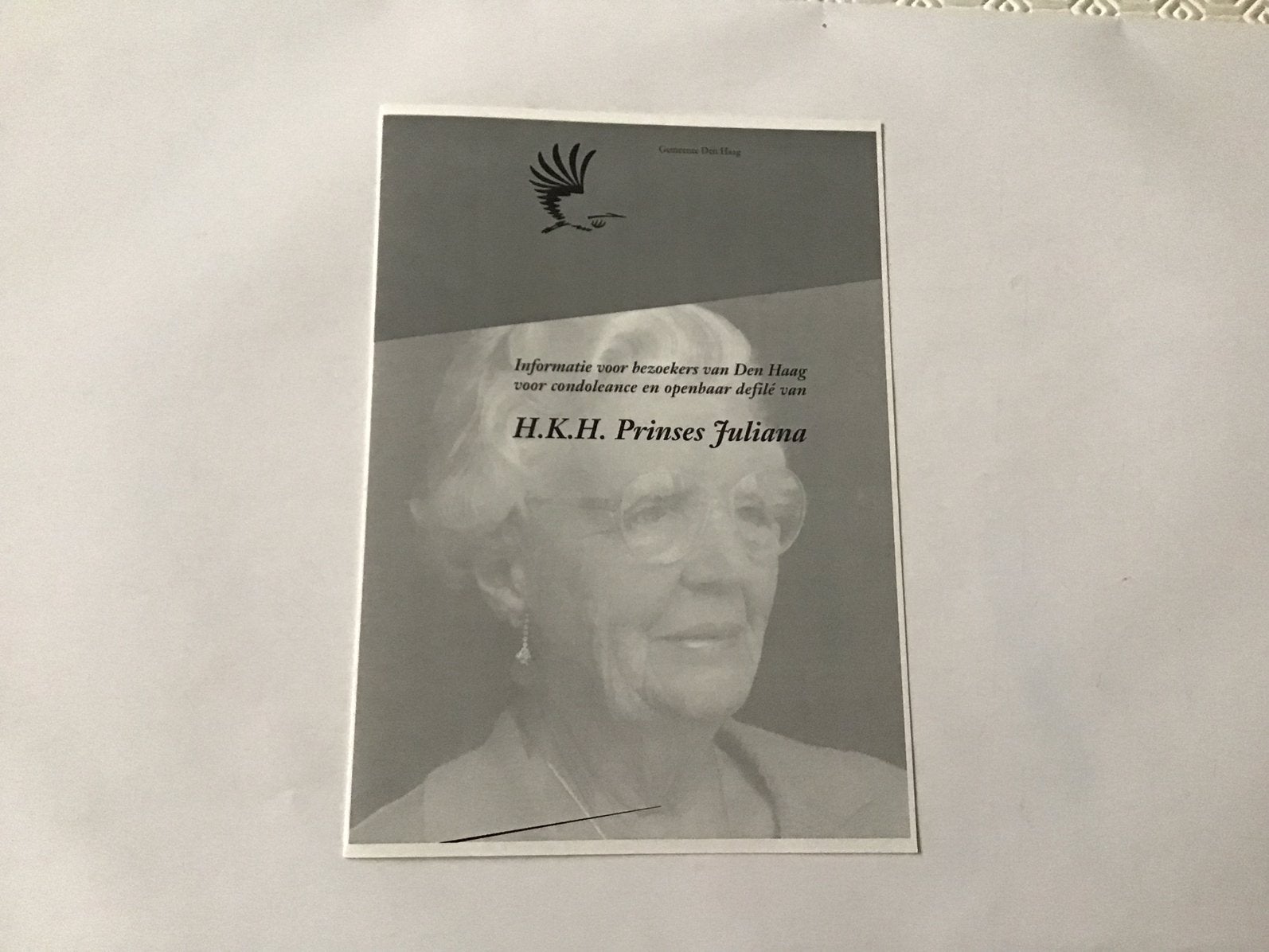 Condolance kaart Prinses Juliana ., Ophalen of Verzenden, Rouwkaart