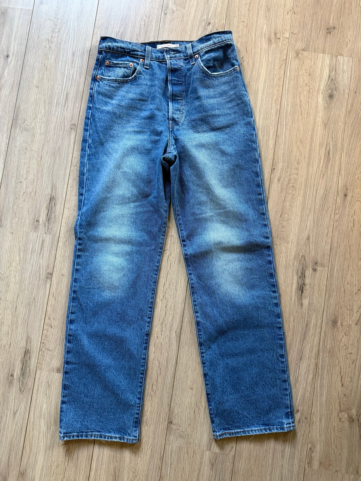 Levi's Premium Ribcage Straight Jeans W29 L32, Ophalen of Verzenden, Zo goed als nieuw, Blauw, W28 - W29 (confectie 36)