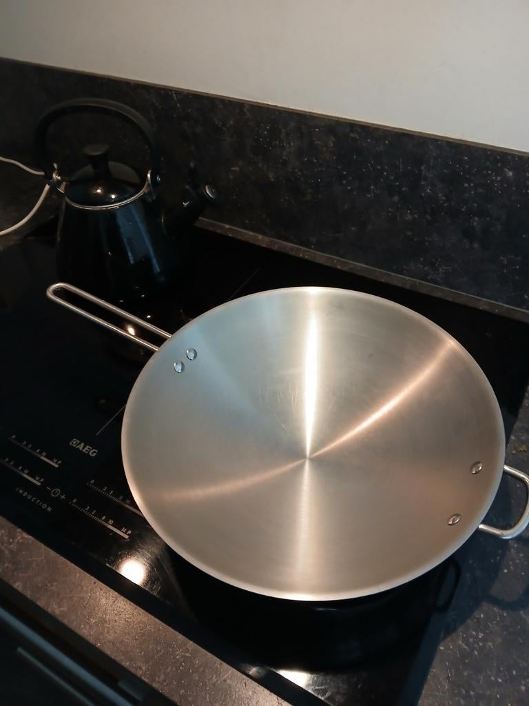 AEG Wokpan RVS met Inductie Ring - Zo goed als nieuw, Ophalen, Zo goed als nieuw, Rvs, Wok