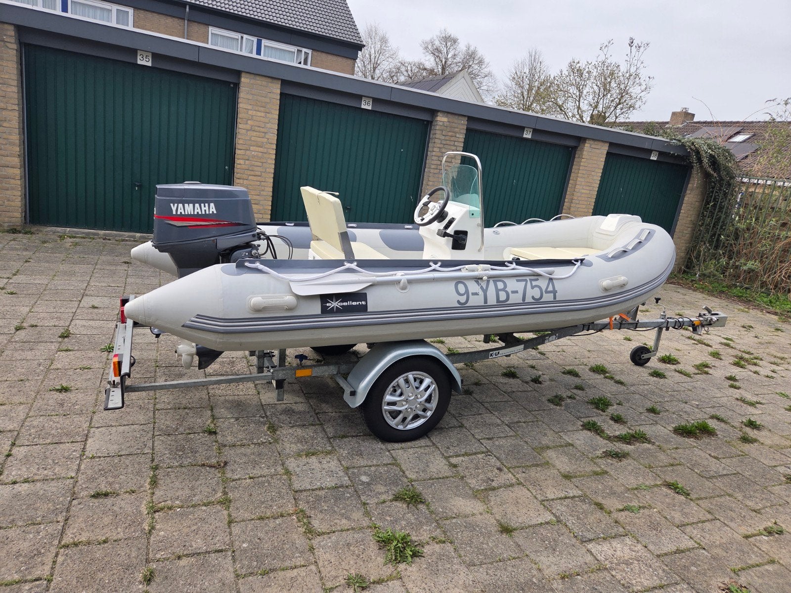 Rib rubberboot 390 met 30pk  en trailer, Watersport en Boten, Rubberboten, Gebruikt, Ophalen, Overige merken, Buitenboordmotor