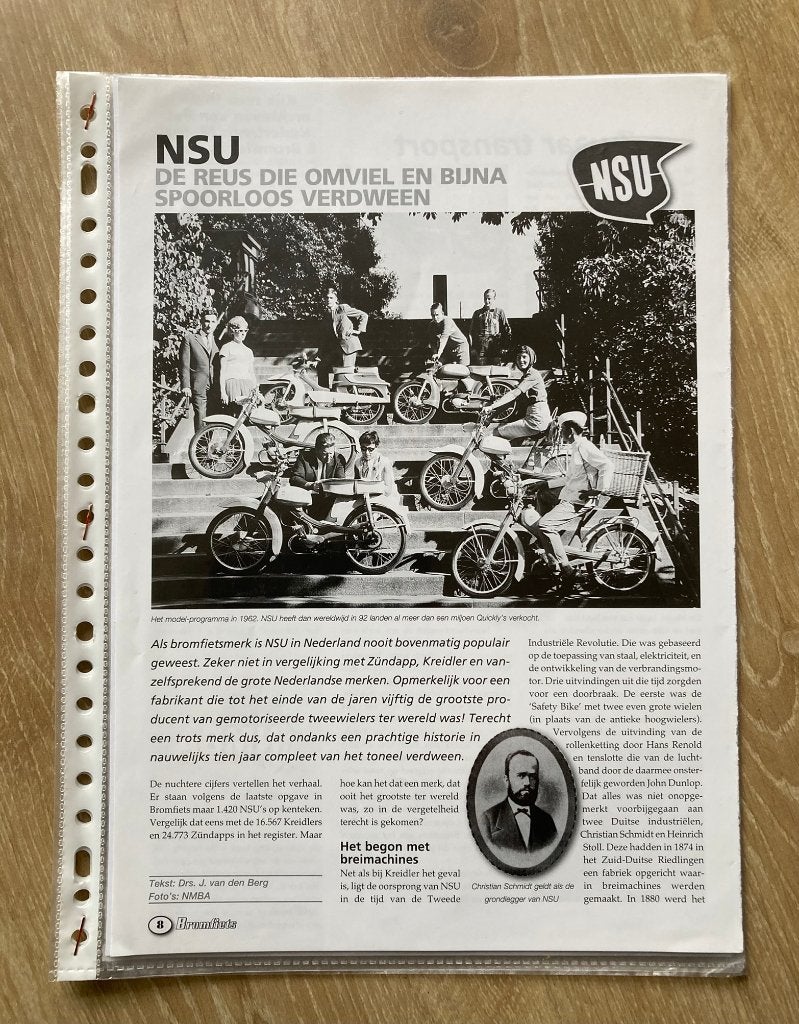 Map met documentatie NSU brommers de reus die omviel, Verzenden, Zo goed als nieuw