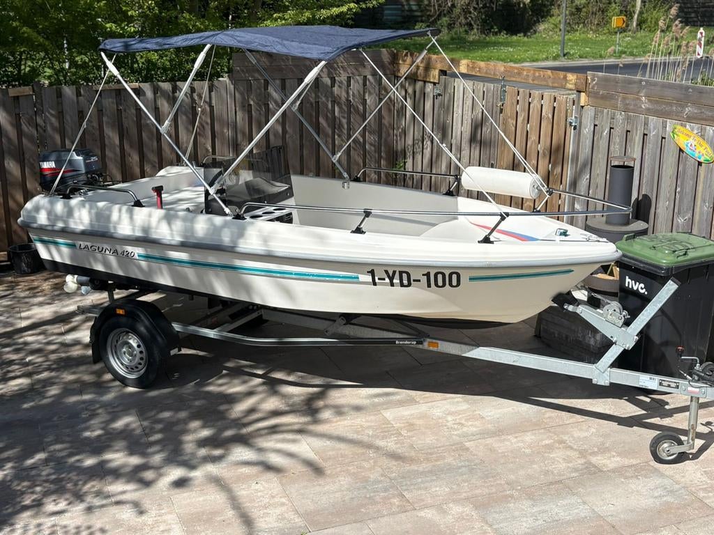 Consoleboot laguna 420 met yamaha 25 pk en trailer, Ophalen, 10 tot 30 pk, Gebruikt, 3 tot 6 meter