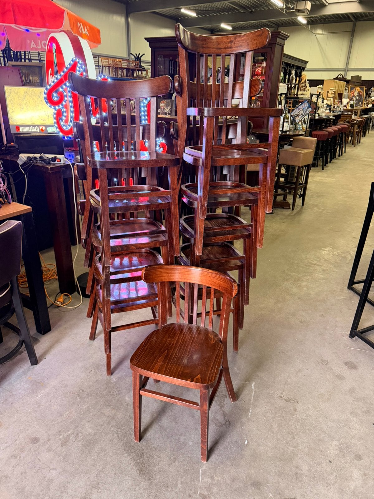 Stapelbare cafe bistro thonet stoelen retro vintage, Gebruikt, Bruin, Thonet retro bistro vintage kroeg bar mancave, Ophalen of Verzenden