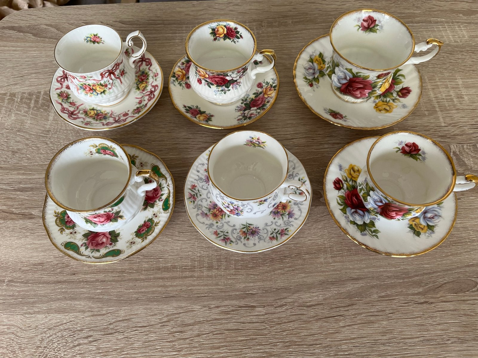 Set van 6 Vintage Queens Rosina China Theekopjes en Schotels, Antiek en Kunst, Antiek | Servies los, Ophalen