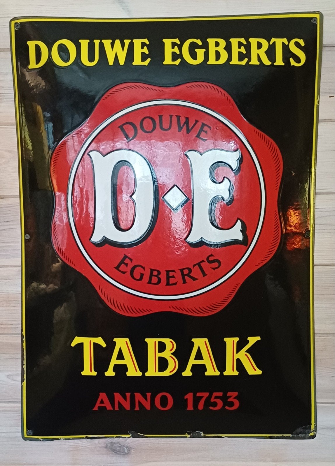 Oud origineel emaille reclamebord douwe egberts tabak, Ophalen of Verzenden, Gebruikt, Reclamebord