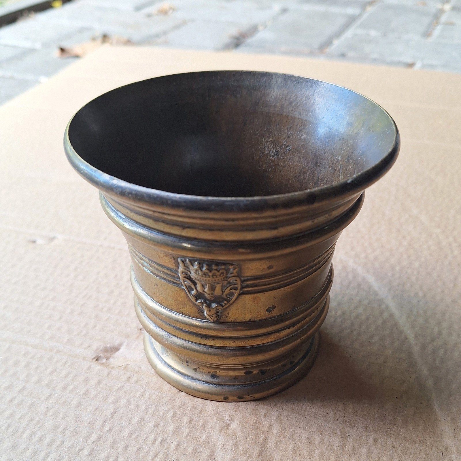Antieke bronzen of koperen vijzel, Antiek en Kunst, Ophalen of Verzenden, Koper
