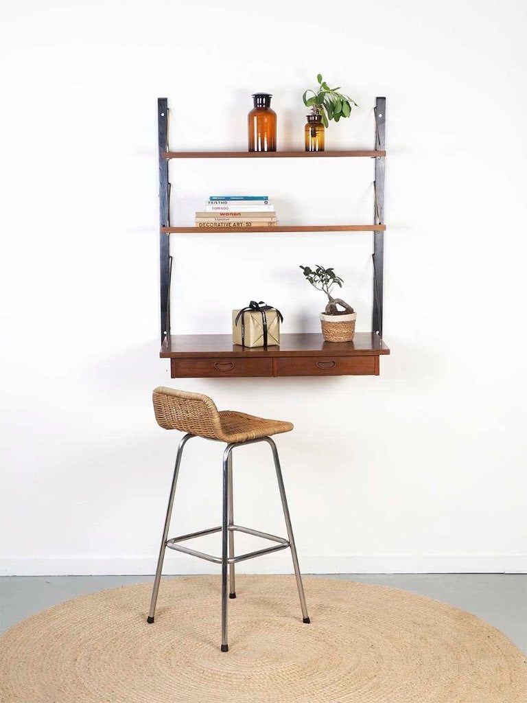 Vintage design - Deens modulair wand systeem - (hang)bureau, Huis en Inrichting, Kasten | Wandmeubels, Ophalen, Gebruikt, Met plank(en)