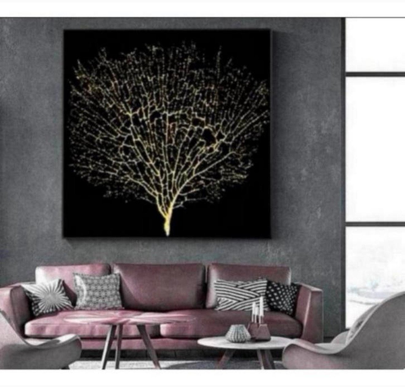 Abstract Gouden Boom van Leven goud levensboom canvas 90x90, Nieuw, Ophalen of Verzenden, H, H