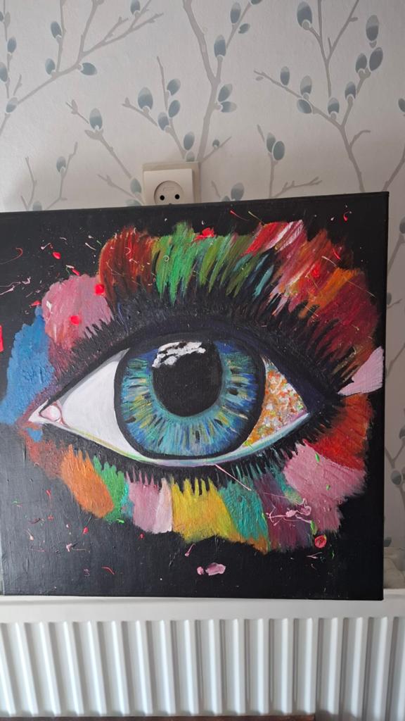 Kleurrijk Oog Schilderij - Uniek Kunstwerk, Ophalen of Verzenden