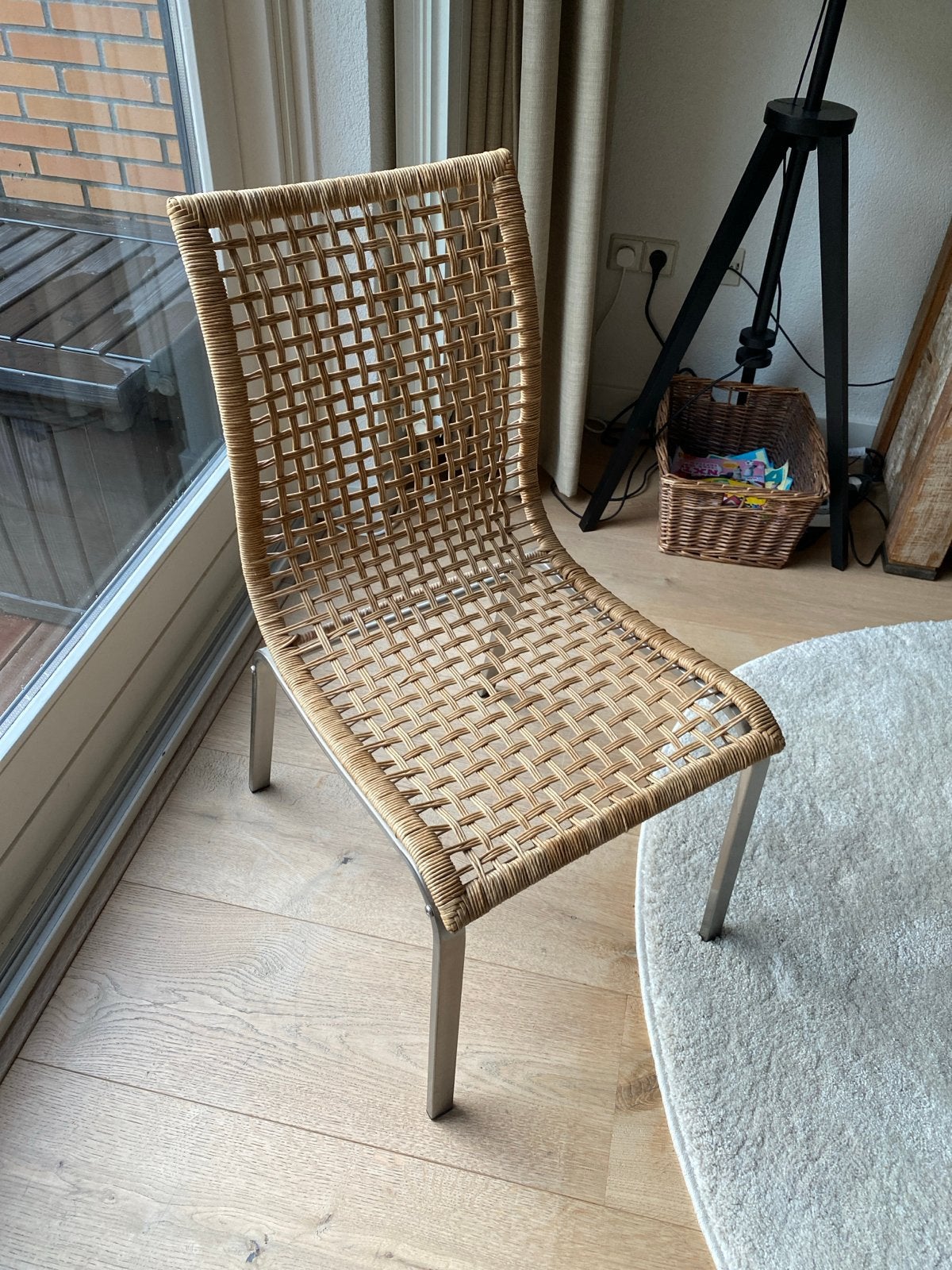 Rotan stoel met metalen poten IKEA Nandor, Ophalen, Gebruikt, Bruin, Riet of Rotan