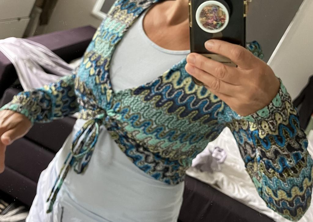 Nieuw! Gehaakte Ibizalook zomertop bolero Bershka maat s xs, Blauw, Zo goed als nieuw, Lange mouw, Maat 34 (XS) of kleiner