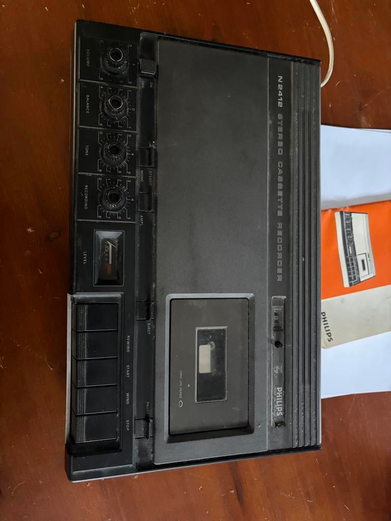 Philips cassetterecorder N2412 uit 1975, Audio, Tv en Foto, Cassettedecks, Ophalen, Enkel, Philips, Tape counter