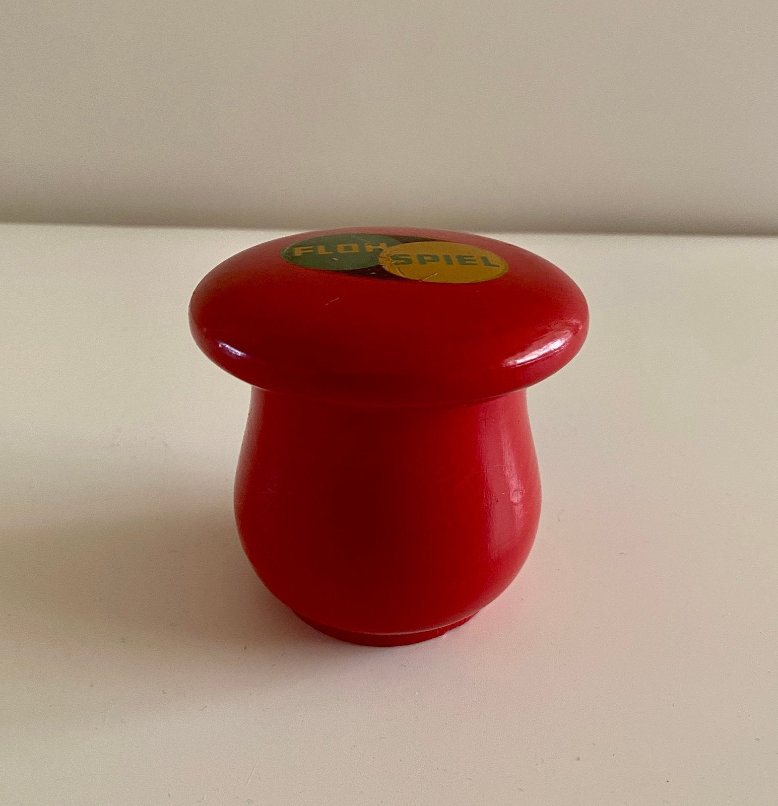 Jaren 50/60 Floh Spiel/vlooienspel in houten paddenstoel, Ophalen of Verzenden, Gebruikt