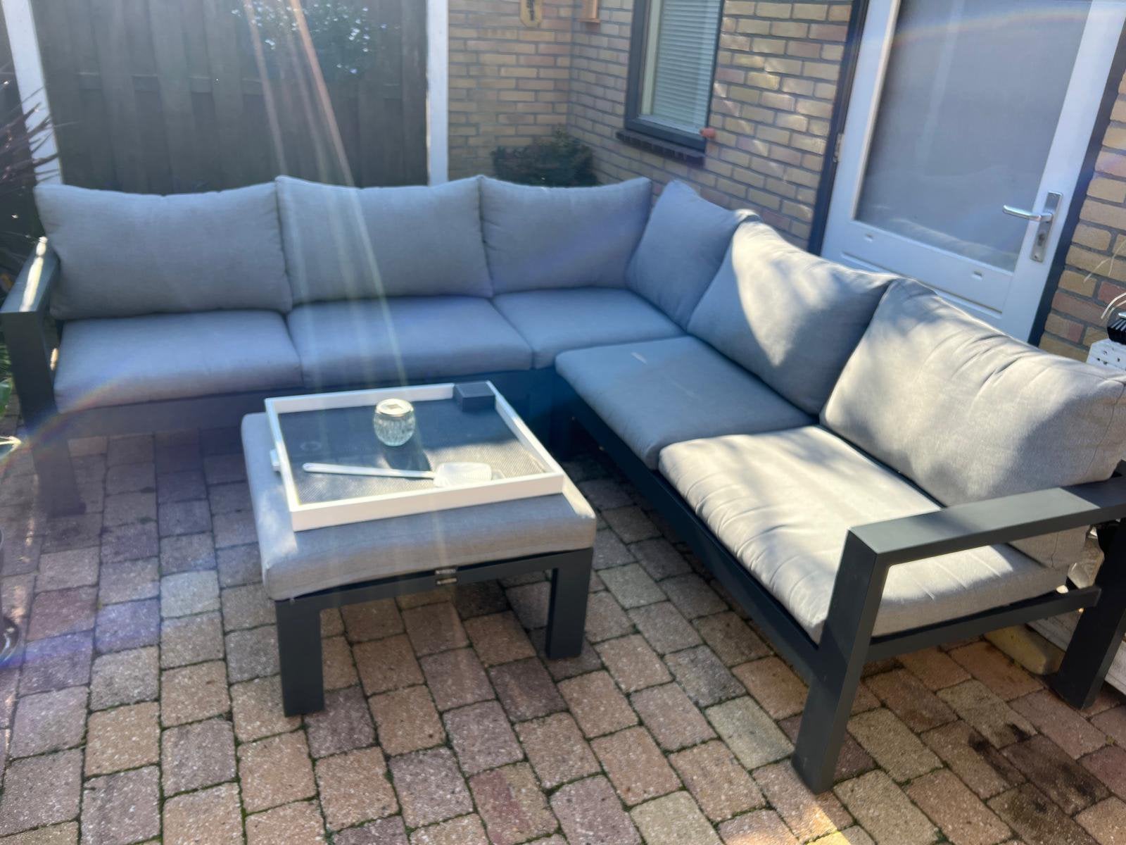 Loungeset grijs, Tuin en Terras, Ophalen, 5 zitplaatsen, Gebruikt, Bank