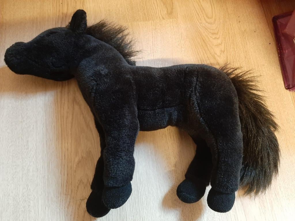 Zwart paard knuffel 40 cm, Ophalen of Verzenden