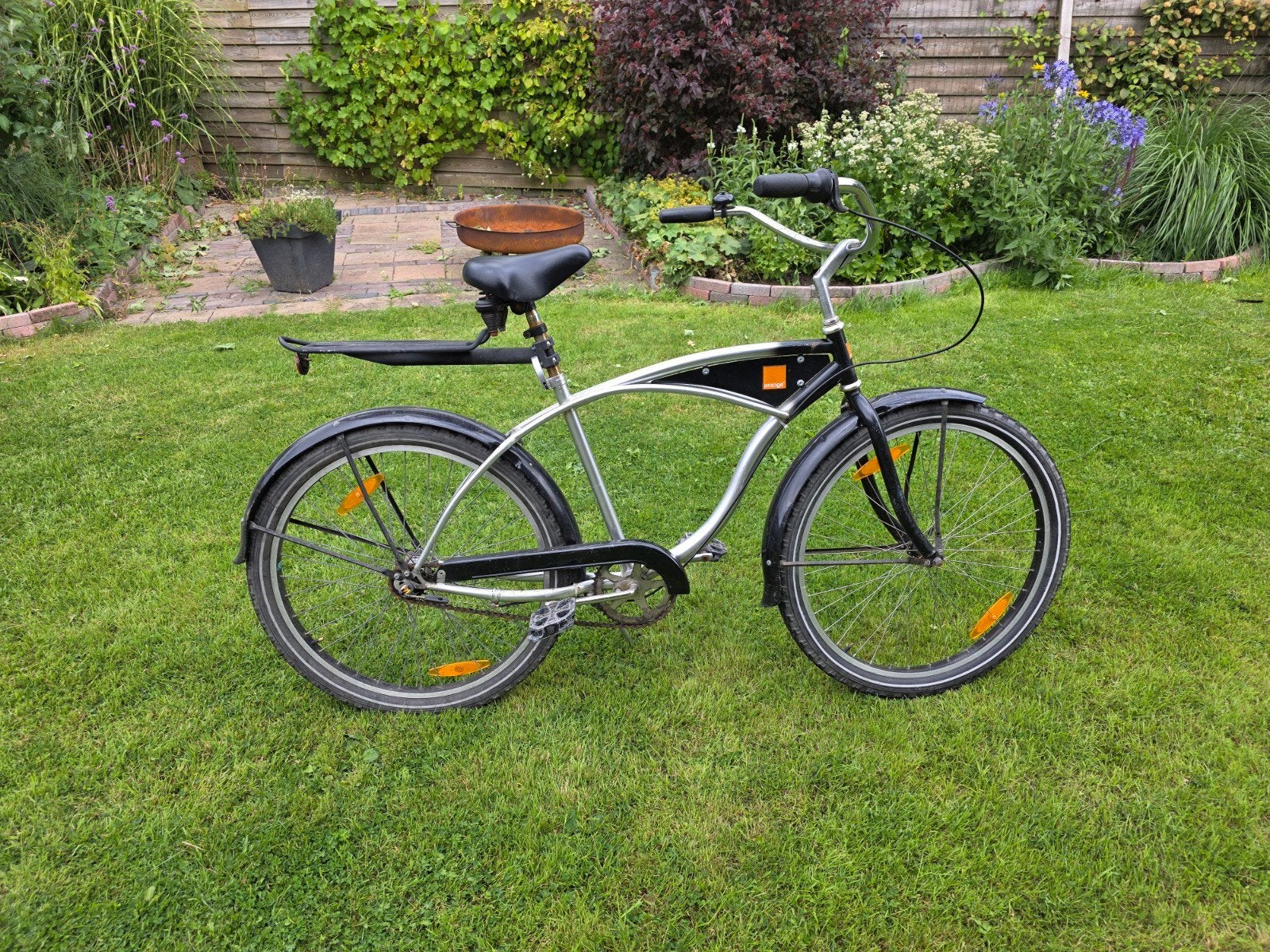Unieke Cruiser Fiets - Zilver/Zwart, Terugtraprem, Gebruikt, Versnellingen, 53 tot 57 cm
