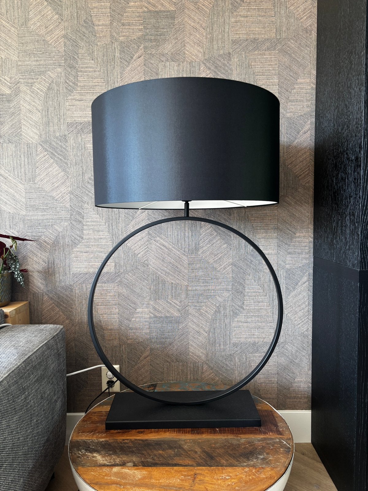 Light & Living LIVA tafellamp XL zwart incl. grote lampenkap, Huis en Inrichting, Ophalen, Zo goed als nieuw