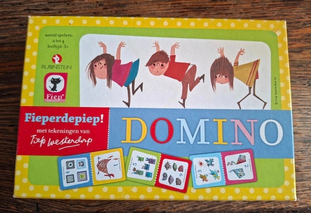 Fieperdepiep! Domino met tekeningen van Fiep Westendorp, Een of twee spelers, Ophalen of Verzenden, Zo goed als nieuw, Rubinstein