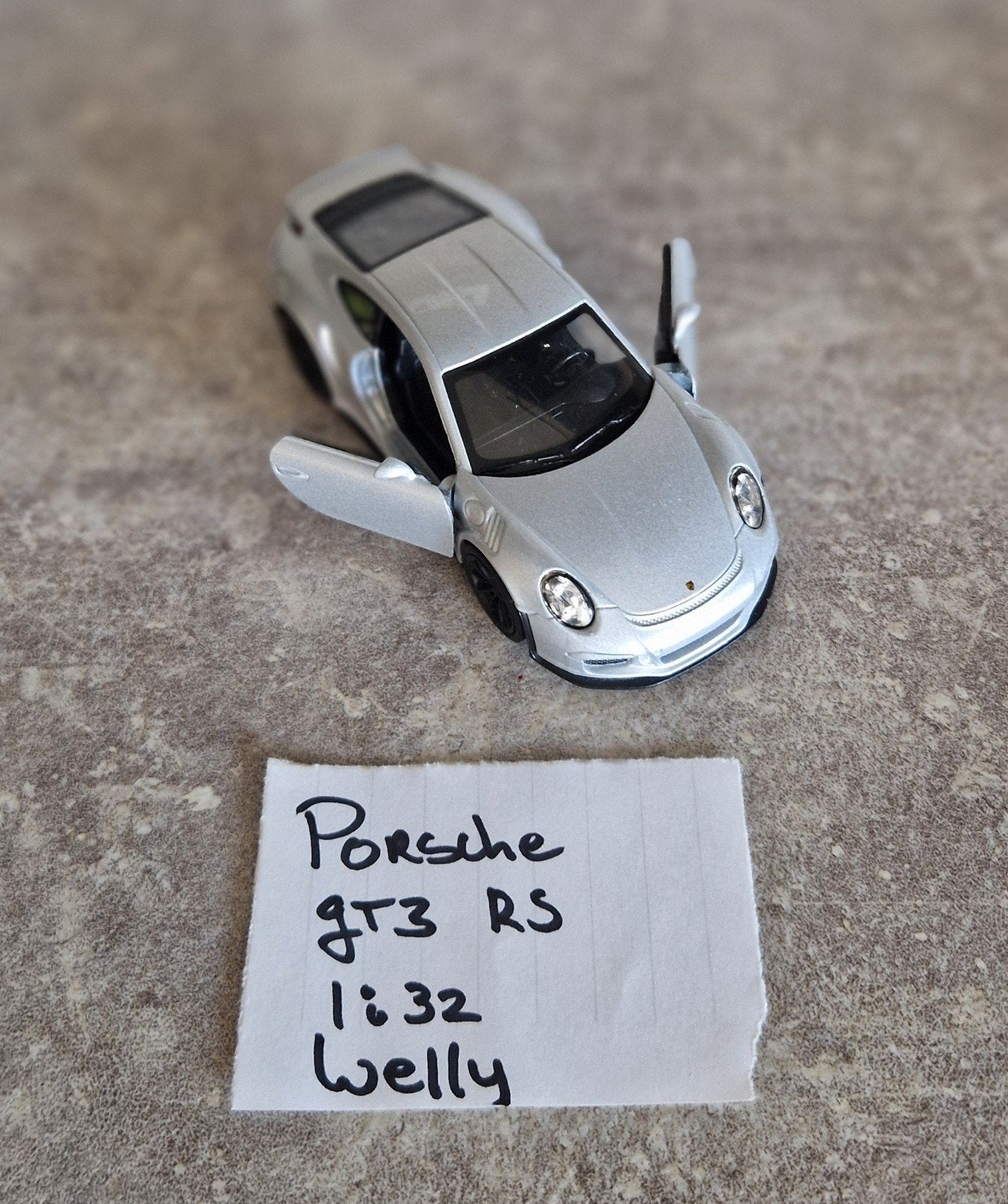 Welly Porsche GT3 RS 1:32 modelauto zilver, Ophalen of Verzenden, Zo goed als nieuw, Auto
