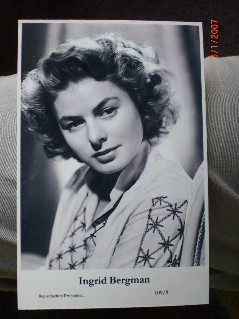 kaart Ingrid Bergman 4, Verzamelen, Ophalen of Verzenden, 1980 tot heden, Ongelopen, Sterren en Beroemdheden