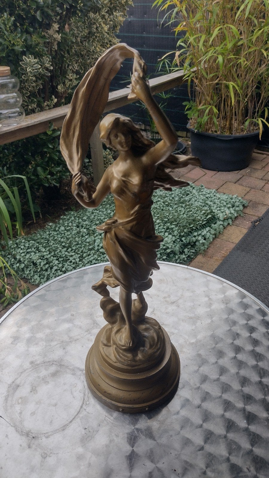 antiek standbeeld perron, Ophalen of Verzenden, Europa, Beeld, Goud