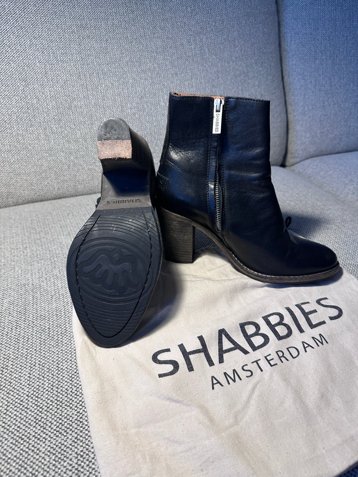 Shabbies laarsjes maat 36, zwart leer, Kleding | Dames, Schoenen, Verzenden, Zo goed als nieuw, Zwart, Lage of Enkellaarzen