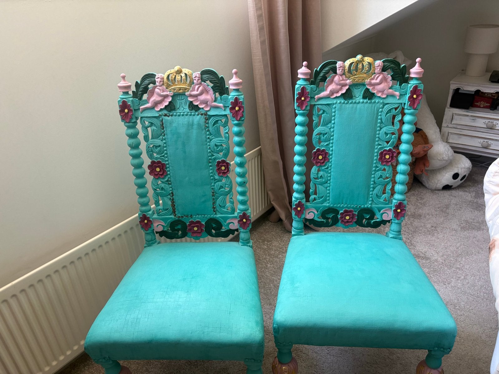 2 Unieke Ibiza Stijl Stoelen - Handgeschilderd, Ophalen