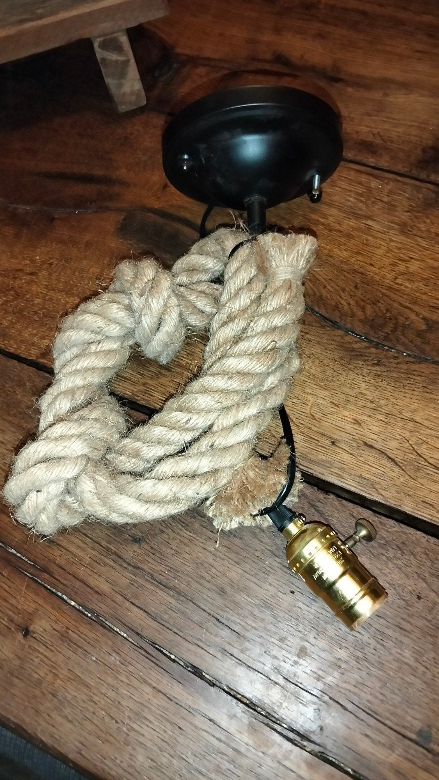 Brocante hanglamp touwlamp, Gebruikt, ., Ophalen of Verzenden, .