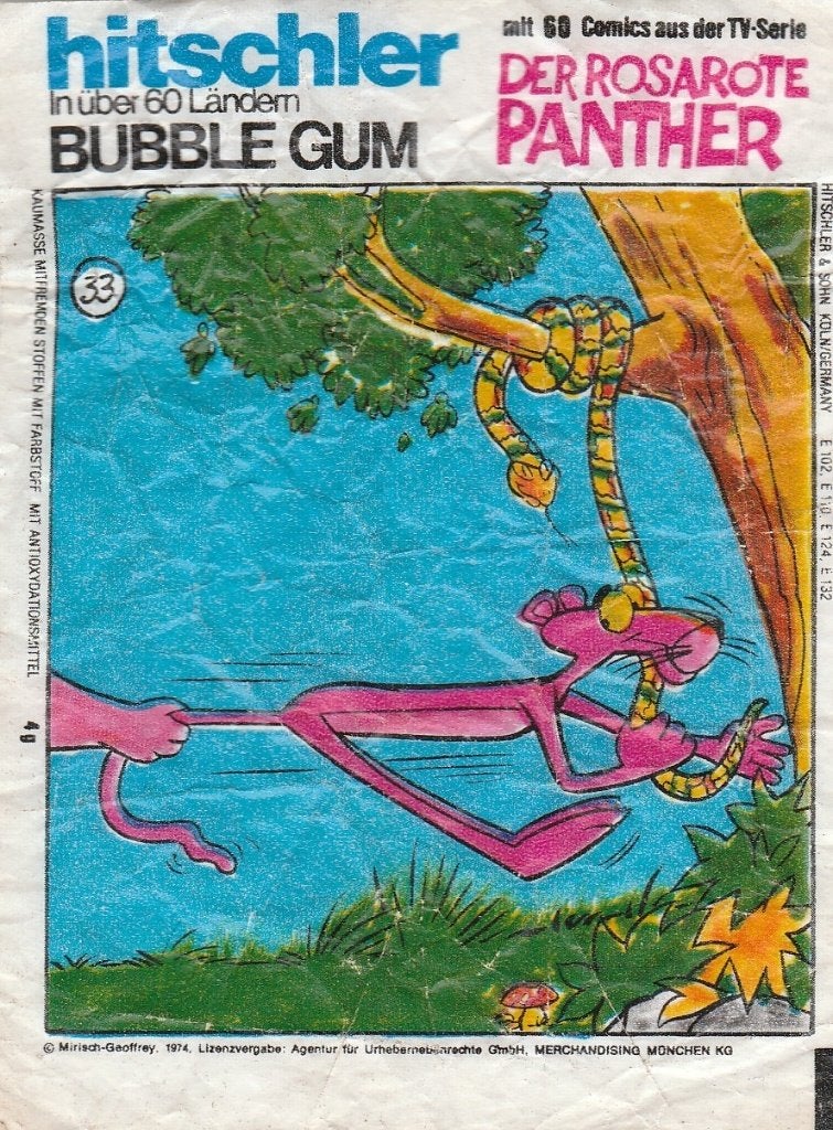 Kauwgomplaatje, Pink Panter, nr 33  (612), Ophalen of Verzenden, Gebruikt