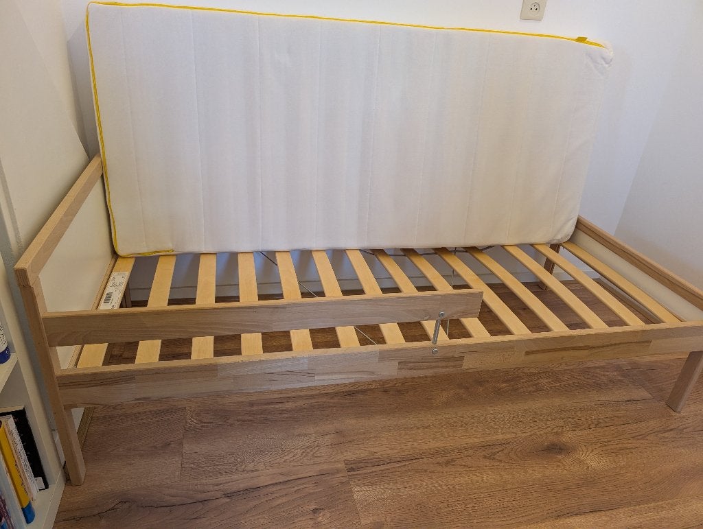 Toddler bed / peuterbedje met lattenbodem en matras, Gebruikt, 70 tot 85 cm, 140 tot 160 cm, Ophalen