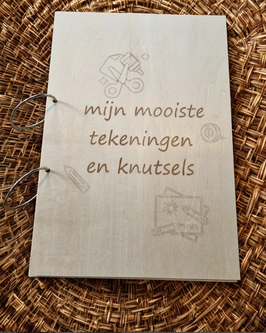 houten bewaarbundel tekeningen en knutsels, Hobby en Vrije tijd, Verzenden, Nieuw, Hout, Bruin