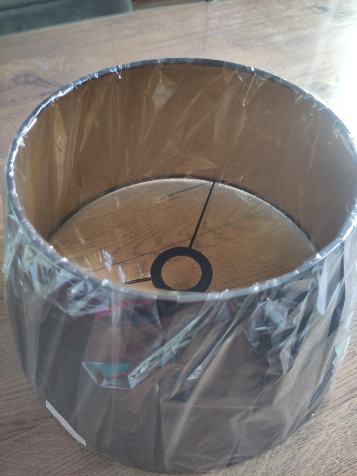 Zwarte lampenkap met gouden binnenkant, Ophalen, 20 cm, Zwart, Rond