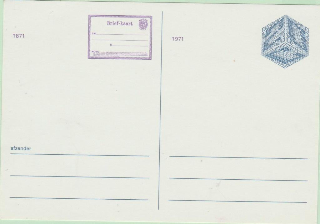 Briefkaart Nederland 1971 -ongelopen- / nieuwstaat - € 0,50, Verzenden, Briefkaart