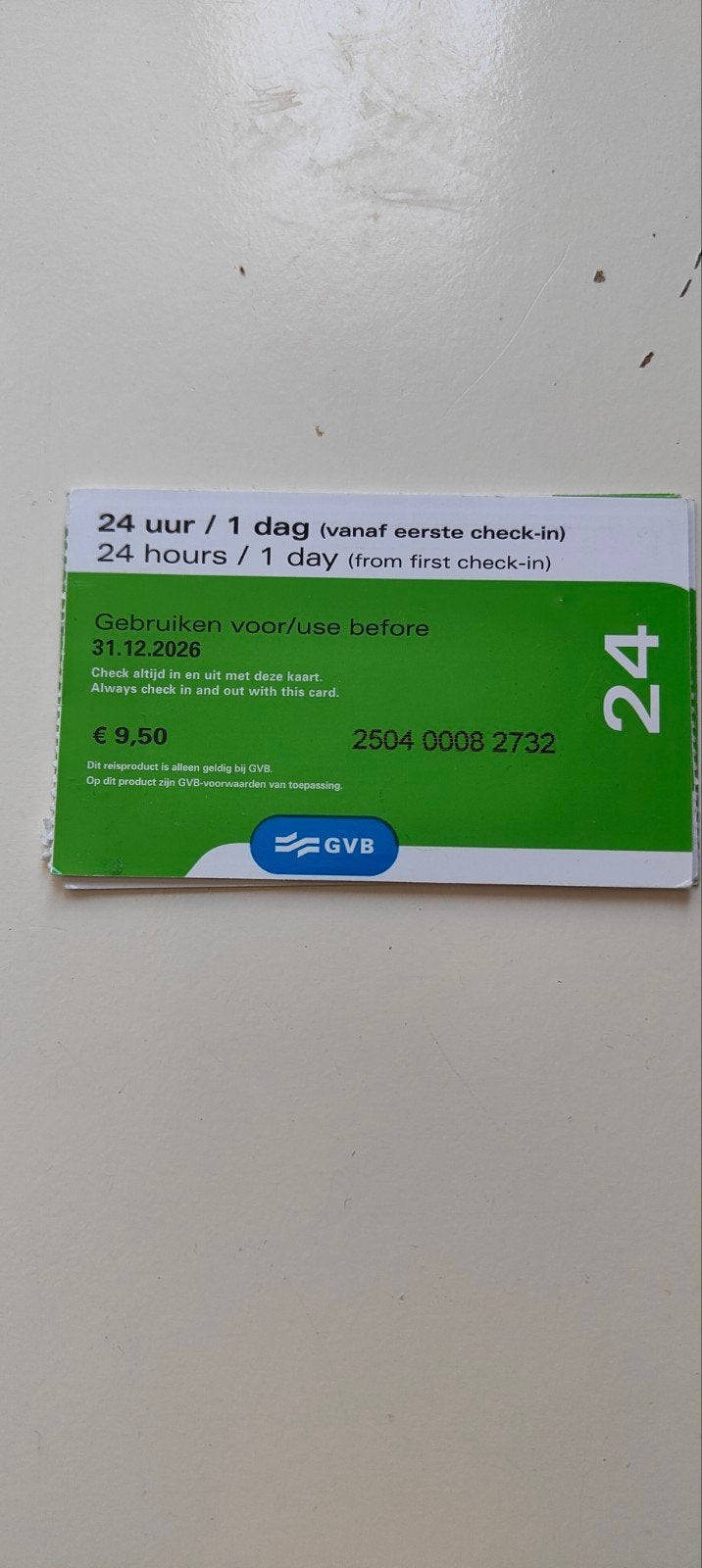 1 dag stribenkaart, Tickets en Kaartjes, Eén persoon, Bus, Metro of Tram, Algemeen kaartje