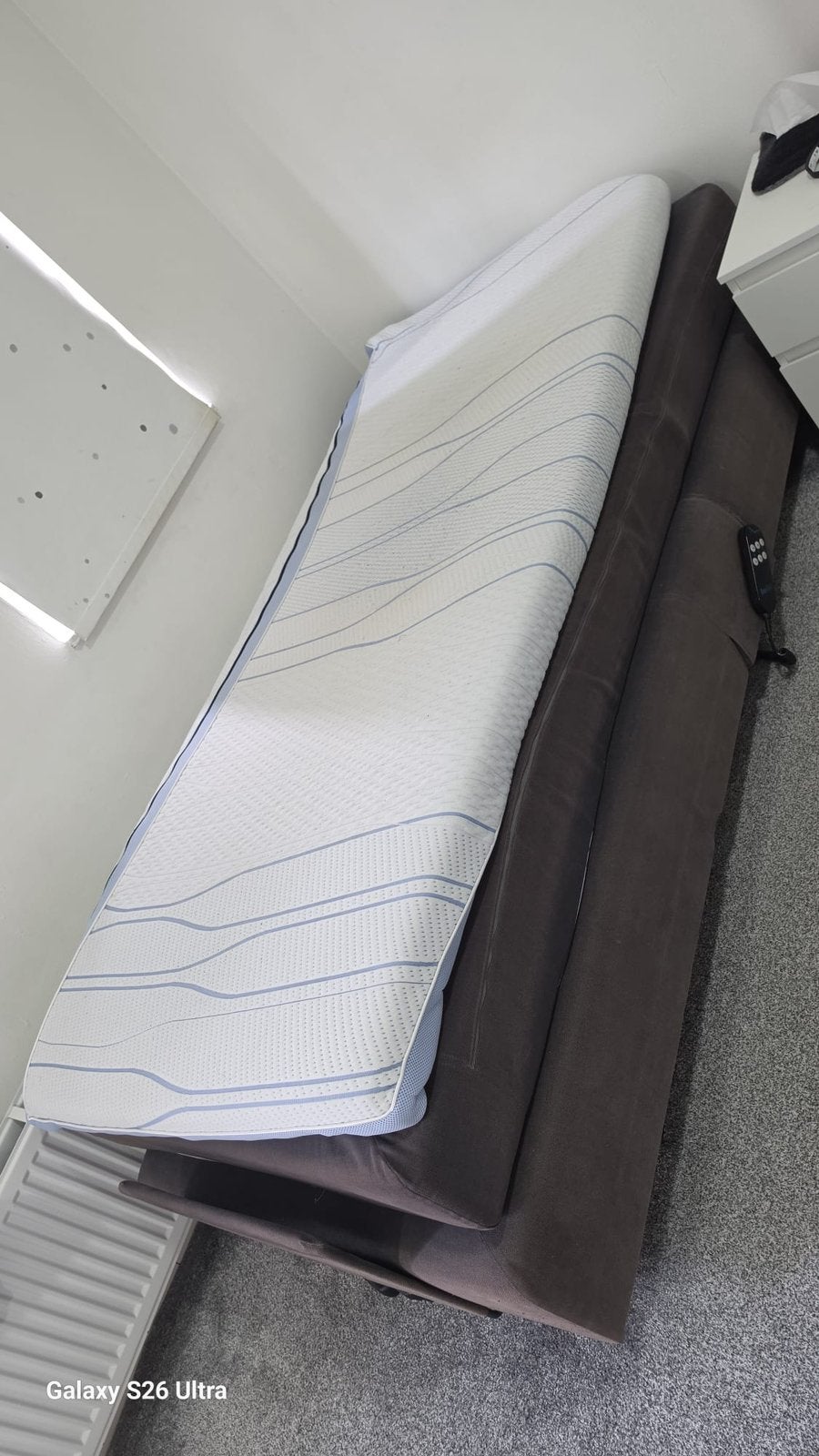 Elektrische boxspring met topper 90x200 cm, 90 cm, Eenpersoons, Bruin, Ophalen of Verzenden