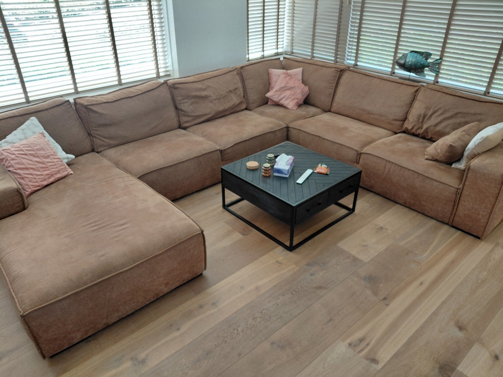 Lounge bank hoekbank, Gebruikt, Woonsquarestraat 1, Woonsquare@gmail.com, Leer
