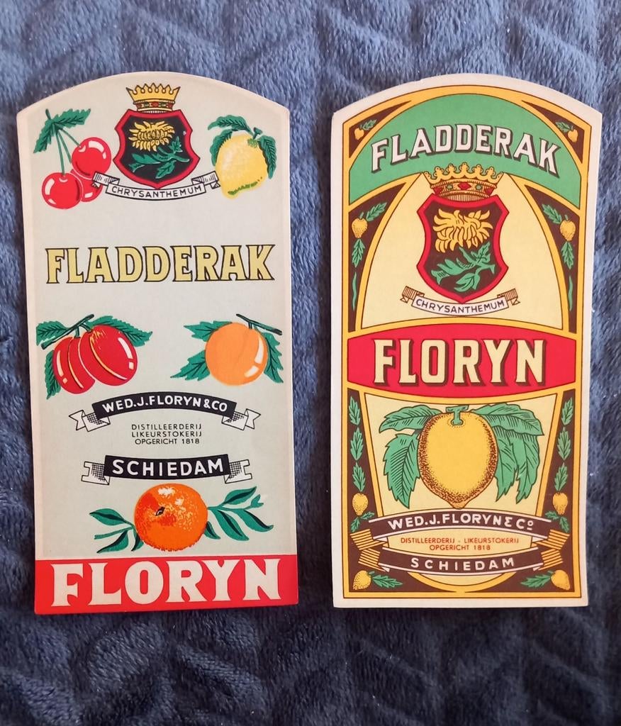 Fladderak Jenever etiket Floryn Schiedam Citroen Zeldzaam, Ophalen of Verzenden, Nieuw, Overige typen