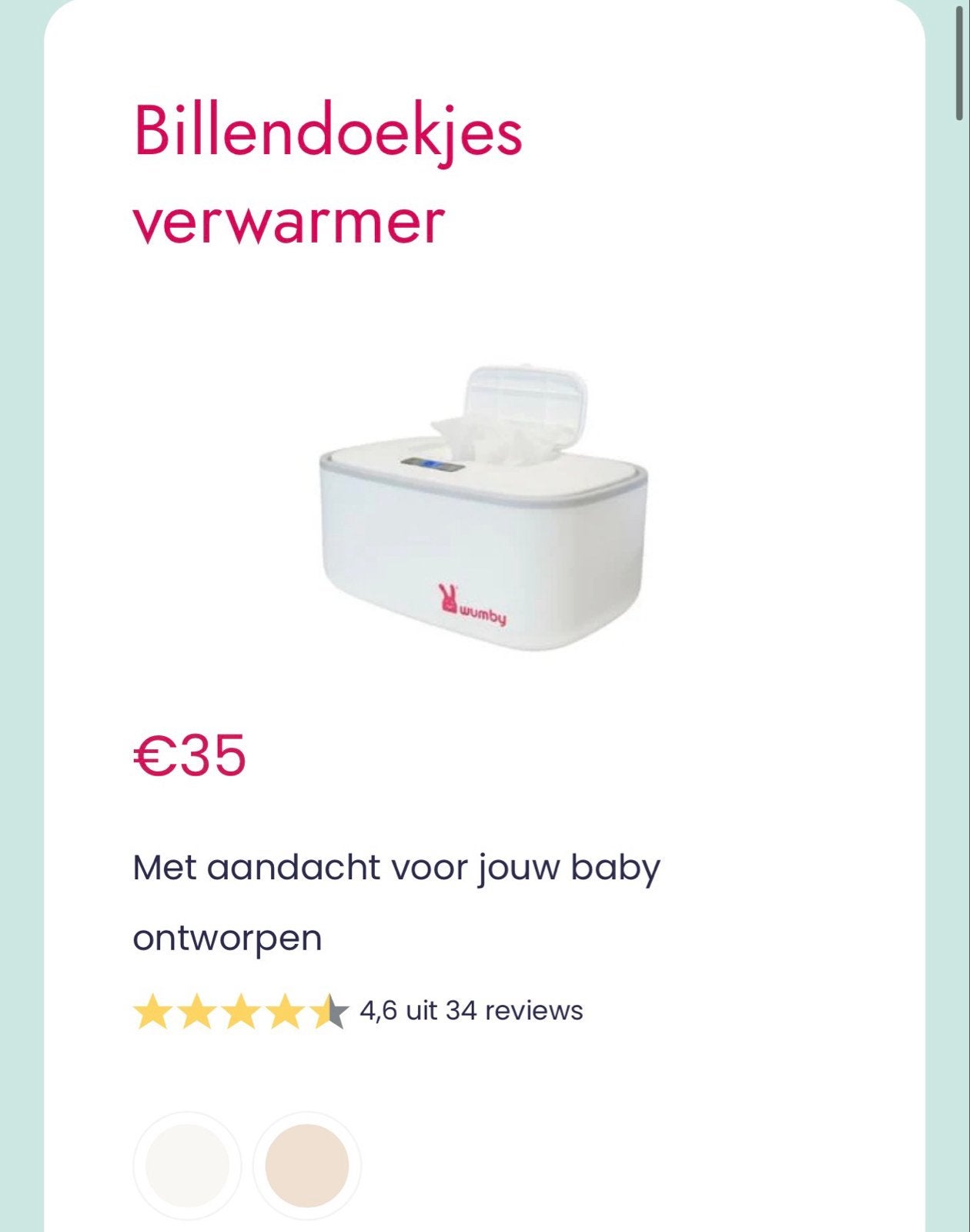 Wumby babydoekjesverwarmer - 4 stuks, zo goed als nieuw, Kinderen en Baby's, Ophalen, Zo goed als nieuw
