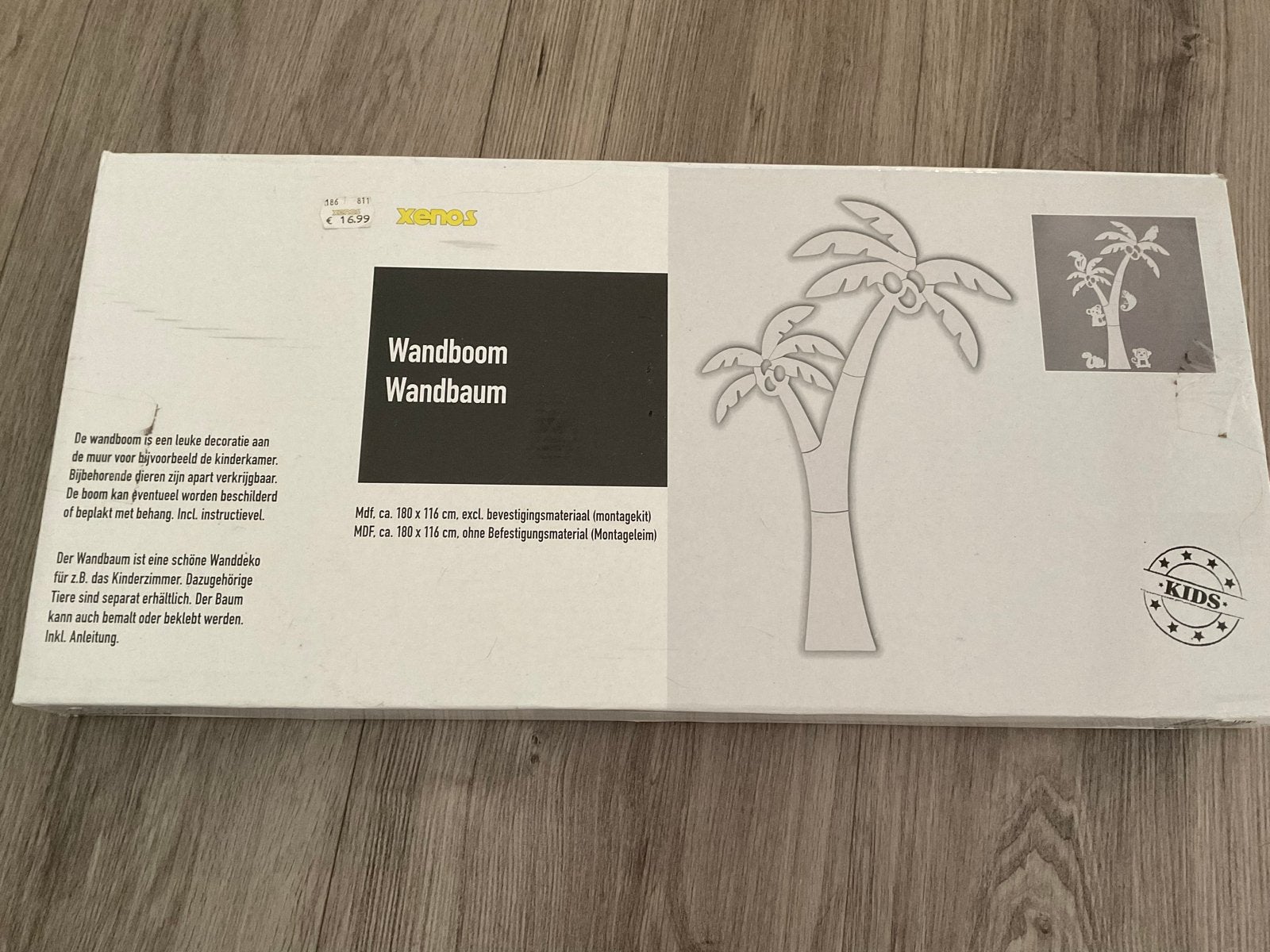 Wandboom met dieren voor kinderkamer - Kids, Overige merken, Nieuw, Ophalen of Verzenden, Wit