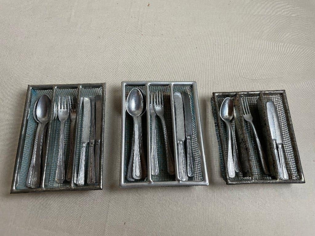 Vintage aluminium poppenbestek Germany, Ophalen of Verzenden