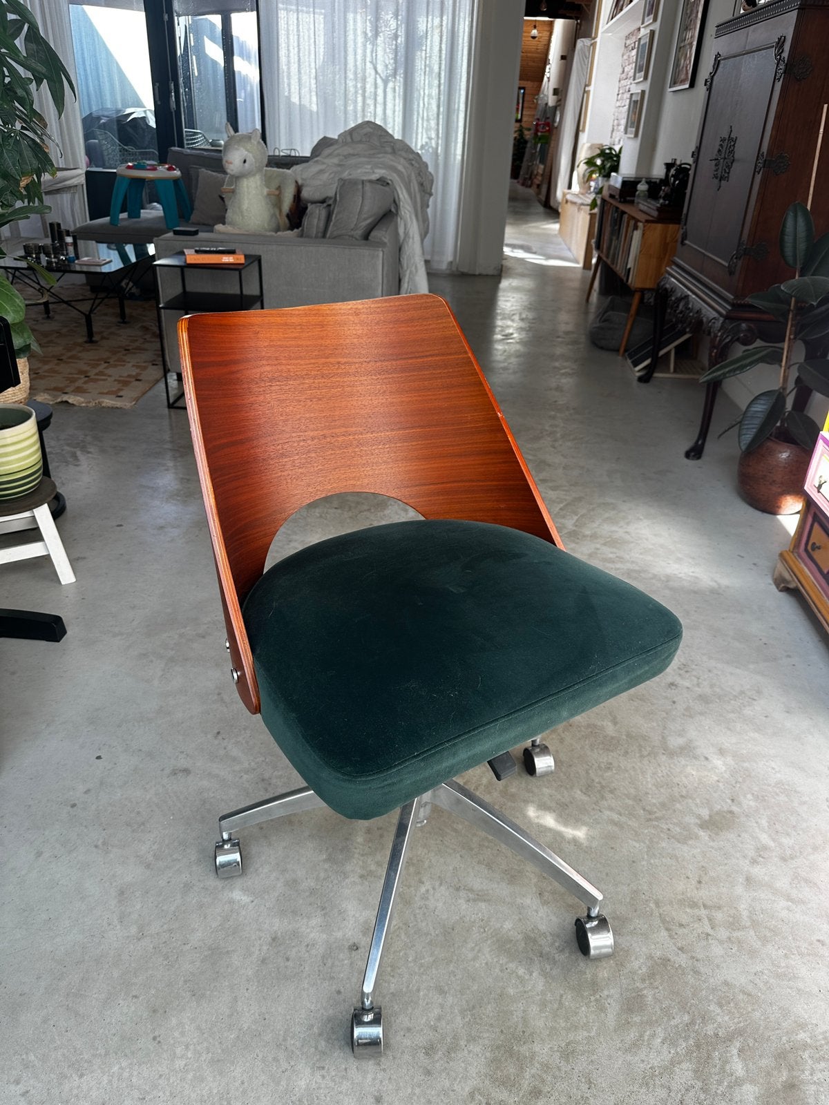 Design Office Chair Teak wood, Ophalen, Zo goed als nieuw, Groen
