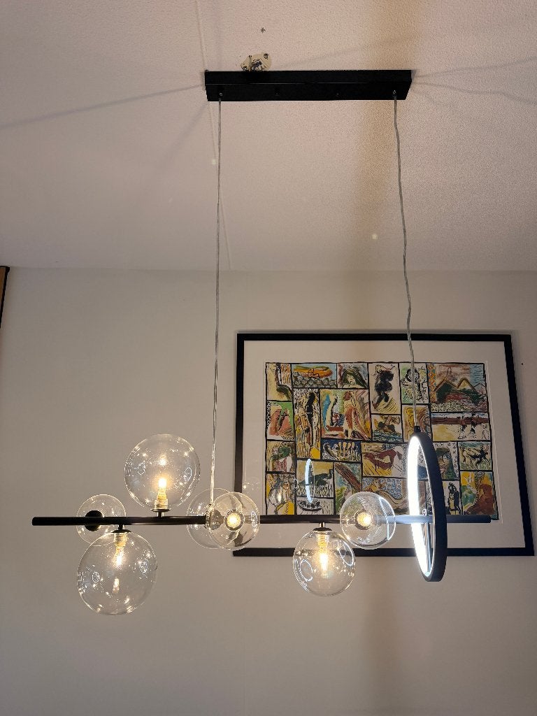 Mooie hanglamp met glazen bollen, Ophalen, Zo goed als nieuw, Glas, G9