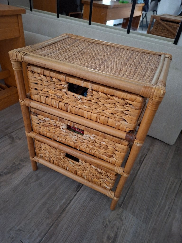 Rotan kastje, Huis en Inrichting, Kasten | Ladekasten, Ophalen, Minder dan 50 cm, Gebruikt, Vintage, rotan