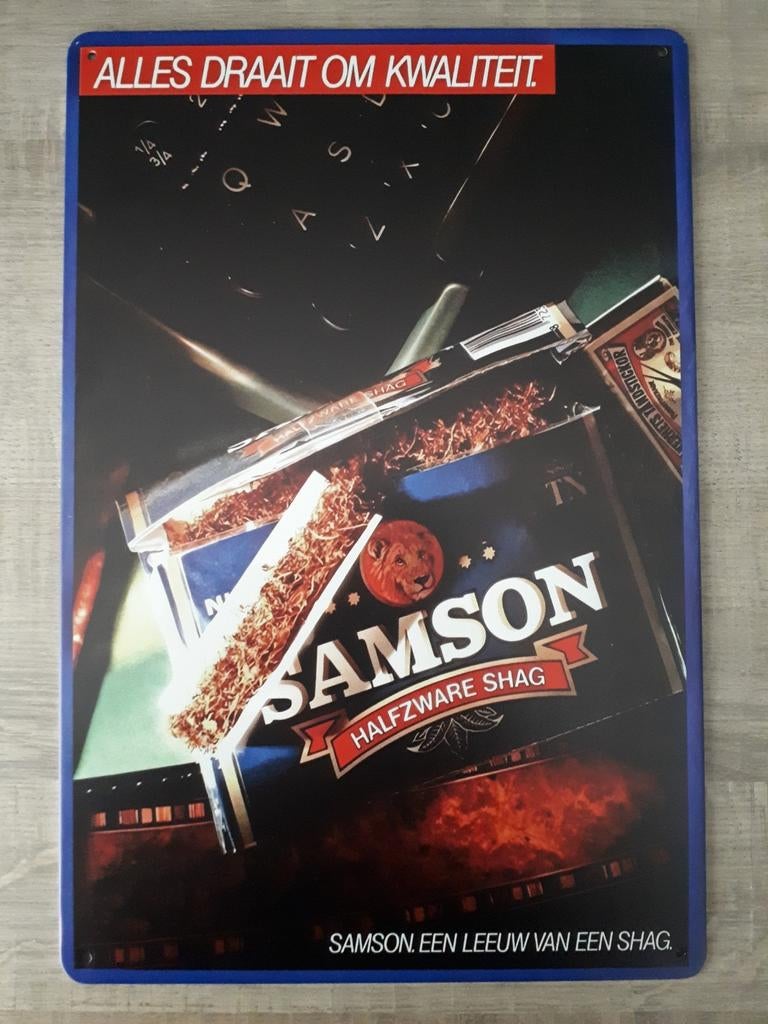 Samson Halfzware Shag 20x30 cm Metalen Reclamebord, Ophalen of Verzenden, Nieuw, Reclamebord