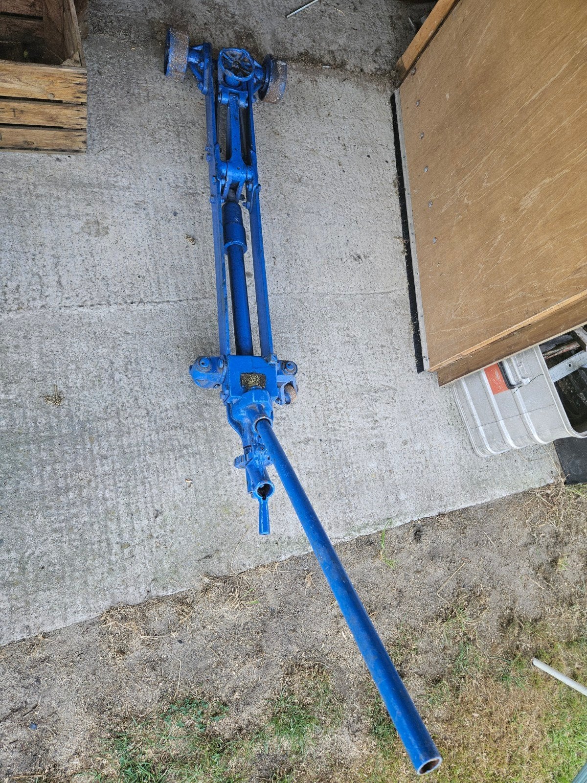 Blauwe Garagekrik - 1.60m lang, 38cm breed (wielen), Auto diversen, Ophalen, Gebruikt, Mechanisch, Garagekrik