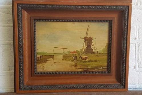 Olieverf hout Cornelius Petrus t Hoen Hollands Landschap., Antiek en Kunst, Ophalen