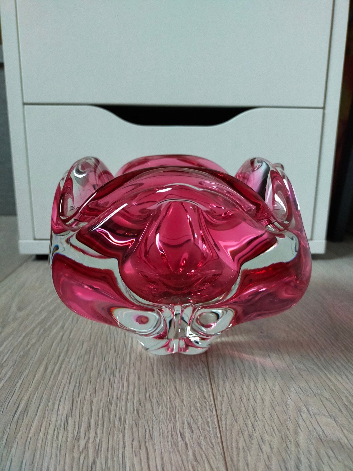 Josef Hospodka Asbak - Vintage Boheems Glas Rood, Ophalen of Verzenden