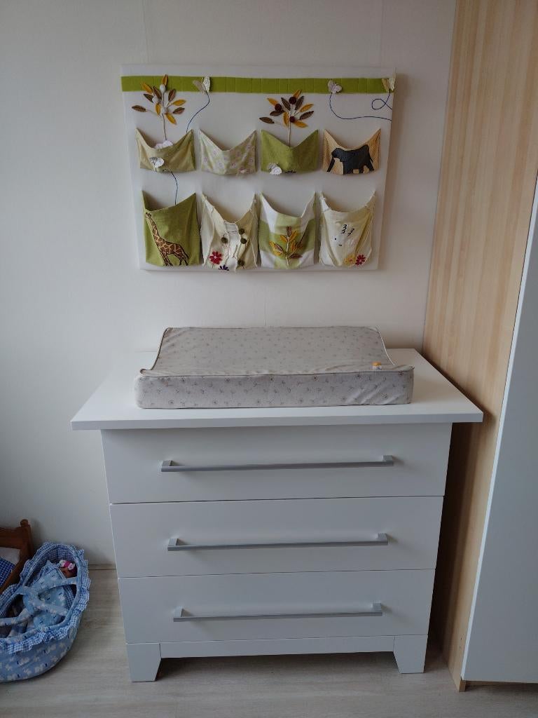 Interbaby Commode Rio, 3 grote laden, mat wit, Ophalen, 50 tot 70 cm, Zo goed als nieuw, 75 tot 100 cm
