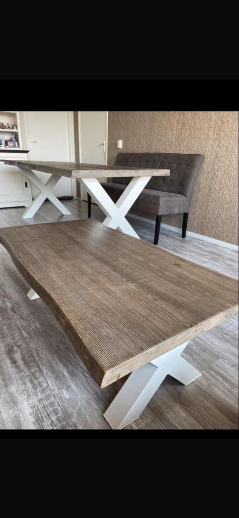 Eettafel en salontafel set, Ophalen, Rond, 50 tot 100 cm, Zo goed als nieuw